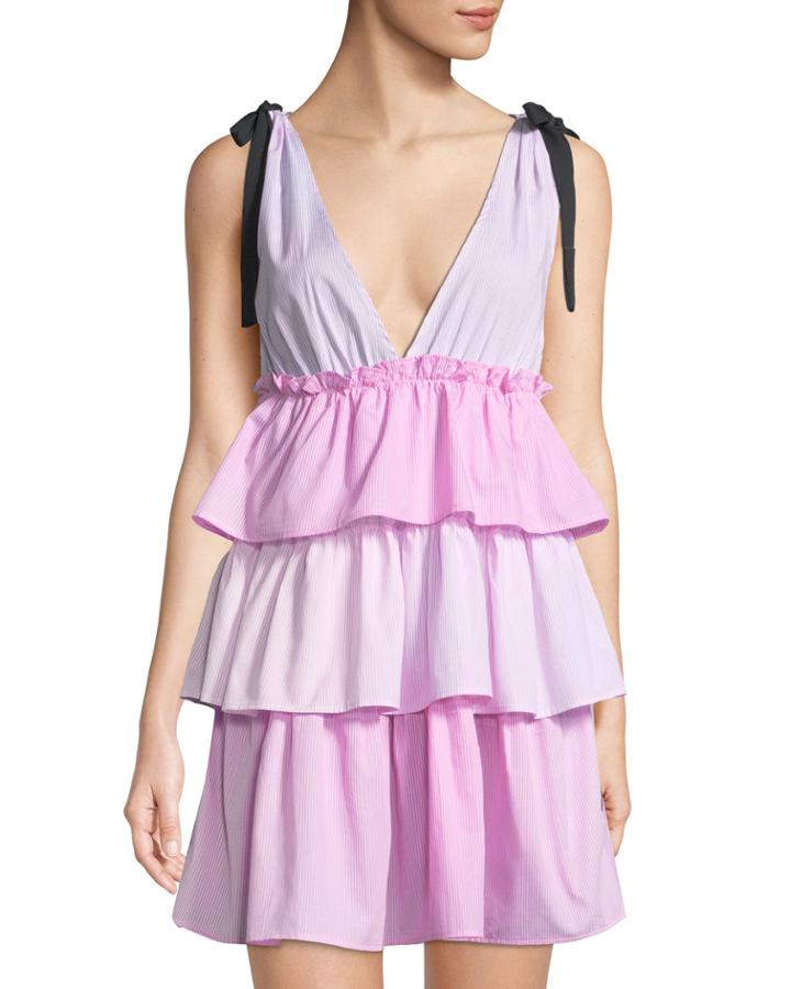 Tie-shoulder Tiered Stripe