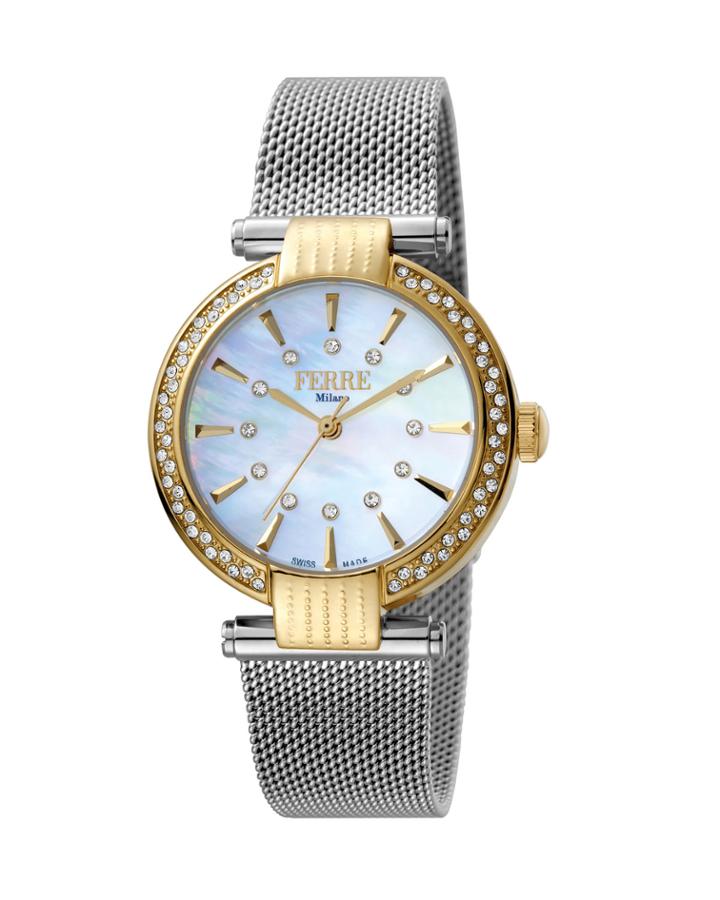 Women's 34mm Stainless Steel 3-hand Glitz Milgrain Watch With Bracelet, Golden/steel