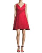 Sleeveless V-neck Crinkled Chiffon Cocktail Dress