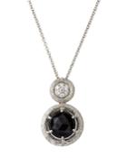 18k White Gold Diamond & Black Onyx Pendant Necklace
