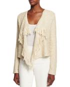 Long-sleeve Draped-front Cardigan,