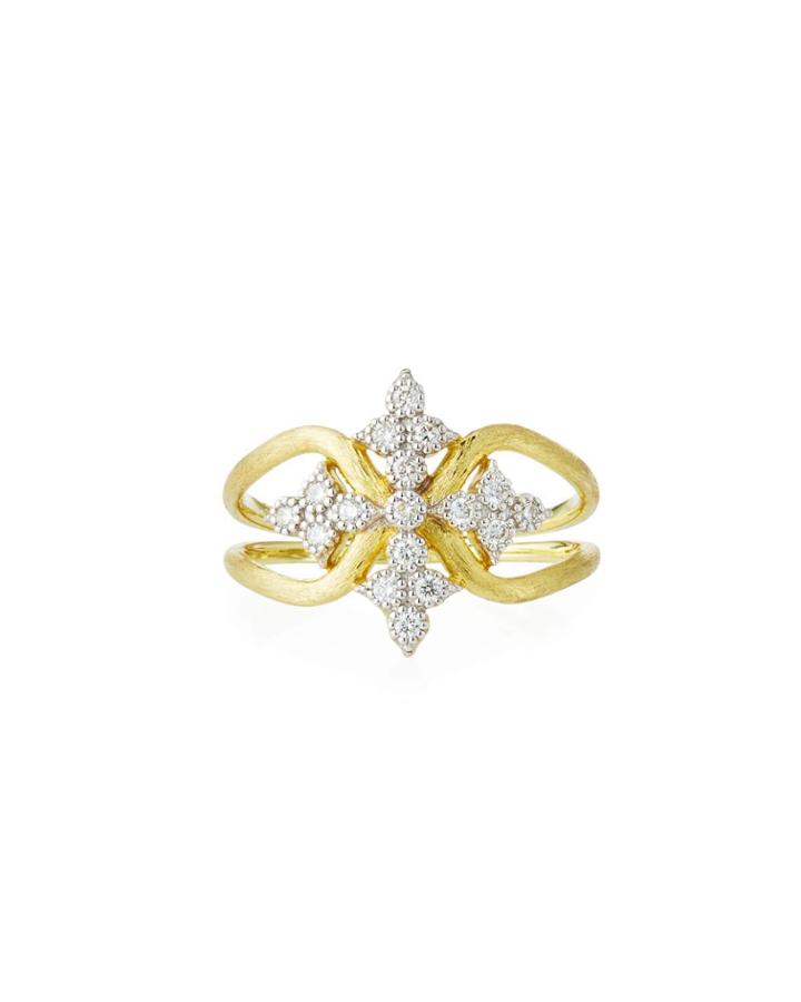 18k Moroccan Diamond Maltese Cross Ring,