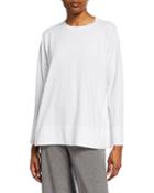 Plus Size Cotton Jersey Crewneck Long-sleeve Top