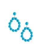 Beaded Hoop Drop Earrings, Turquoise