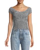 Bowman Checked Wrap-front Top