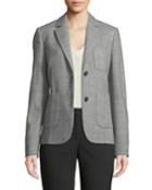 Micro Prince Of Wales Long-sleeve Wool Jacket