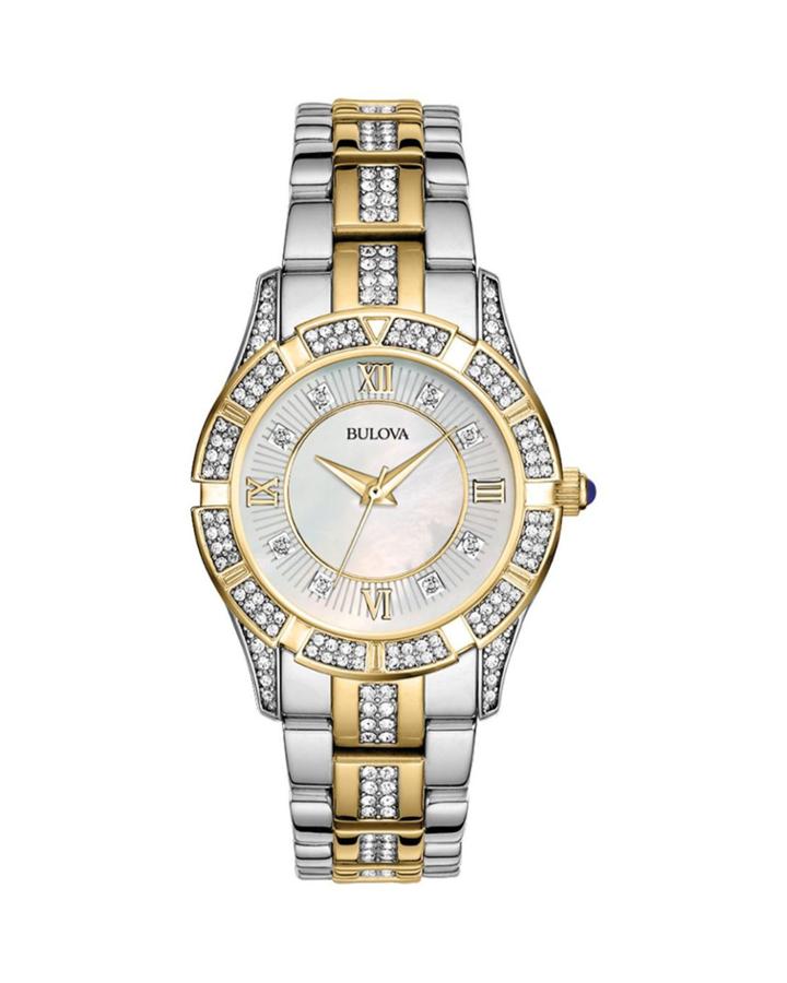 30mm Crystal Bracelet Watch, Two-tone