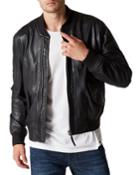 Men's Leather Bomber Jacket