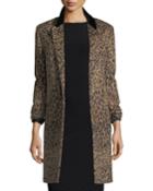 Leopard-print One-button Coat