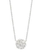18k White Gold Diamond Cluster Pendant Necklace