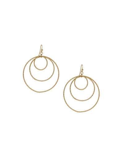 Golden Orbital Hoop Drop Earrings