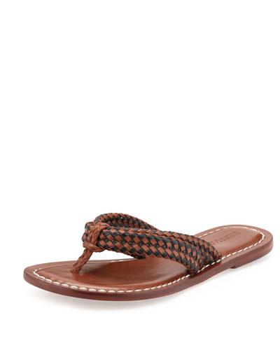 Miami Woven Leather Sandal, Black/luggage