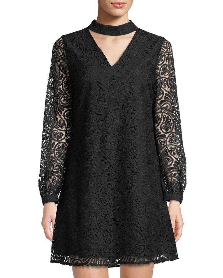 Paisley-lace Choker A-line Dress