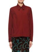 Long-sleeve Button-front Fitted Cotton