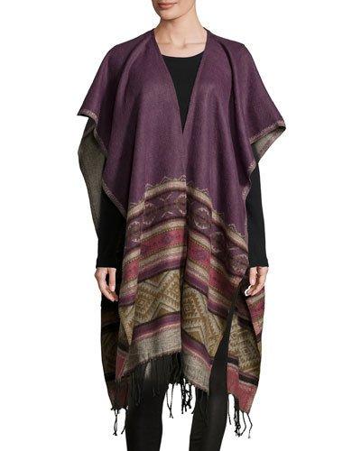 Tribal-print Ruana Wrap,