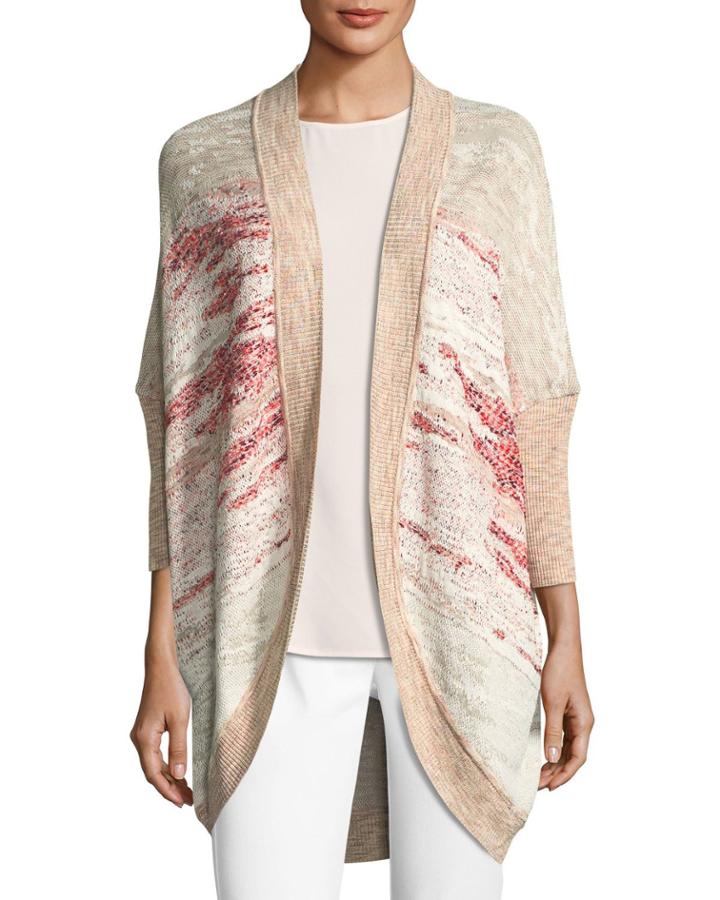 Ombre Textured Jacquard Knit Cardigan