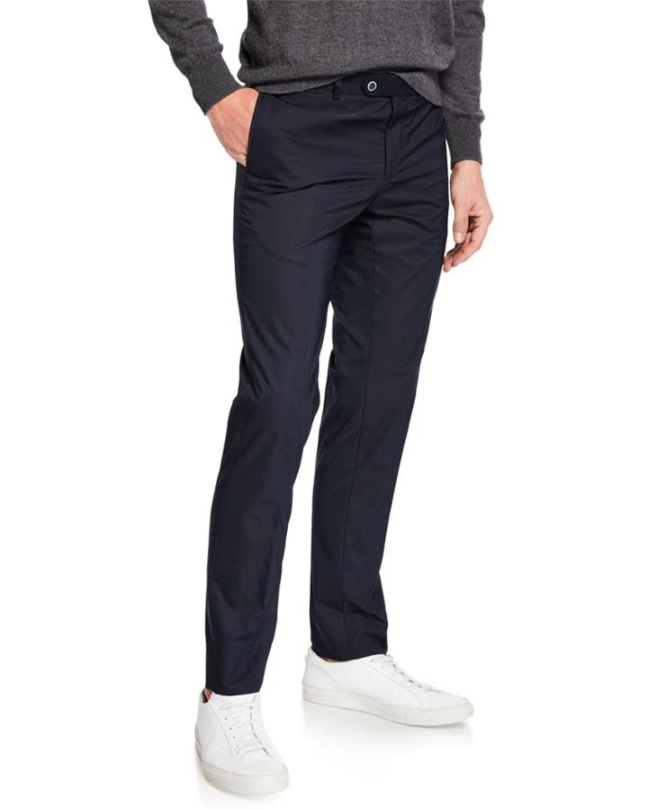 Men's Flat-front Tech Pants, Navy