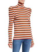 Cedar Puff-sleeve Turtleneck Top