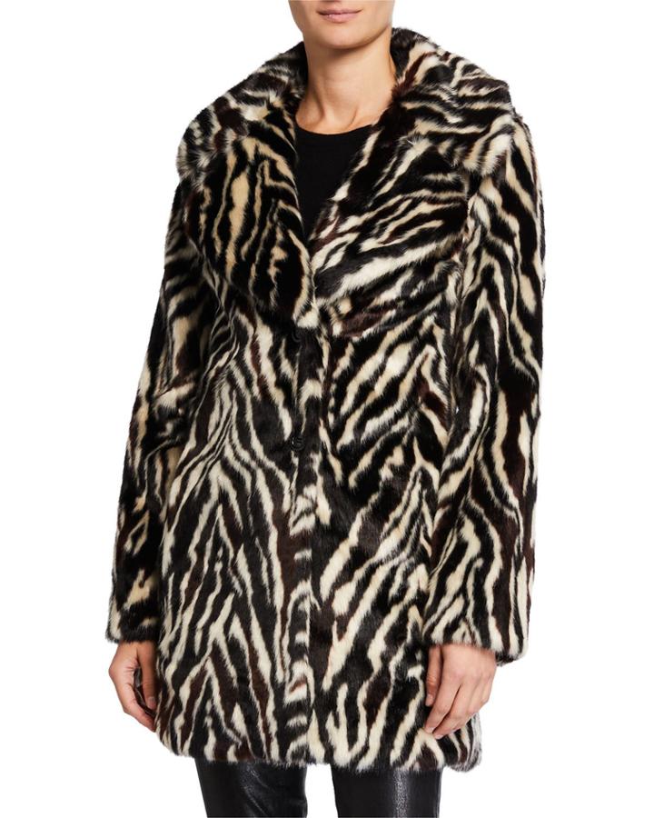 Faux-fur Zebra-print Coat