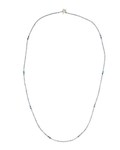 Long Iolite & Green Onyx Beaded Necklace