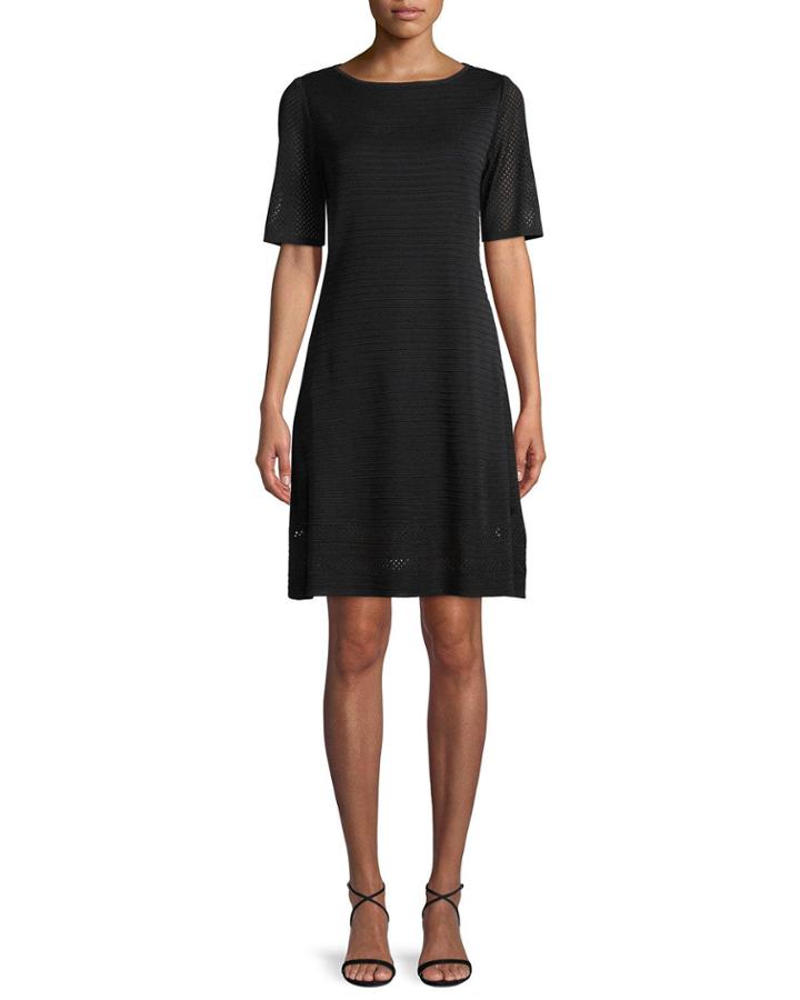 Short-sleeve Ottoman A-line Dress