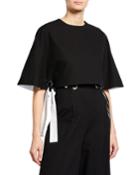 Grommet-trim Cape Blouse