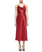 Marlena Cowl-neck Camisole Dress, Ruby