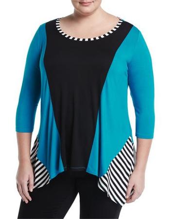 Asymmetric-hem Colorblock Tunic,