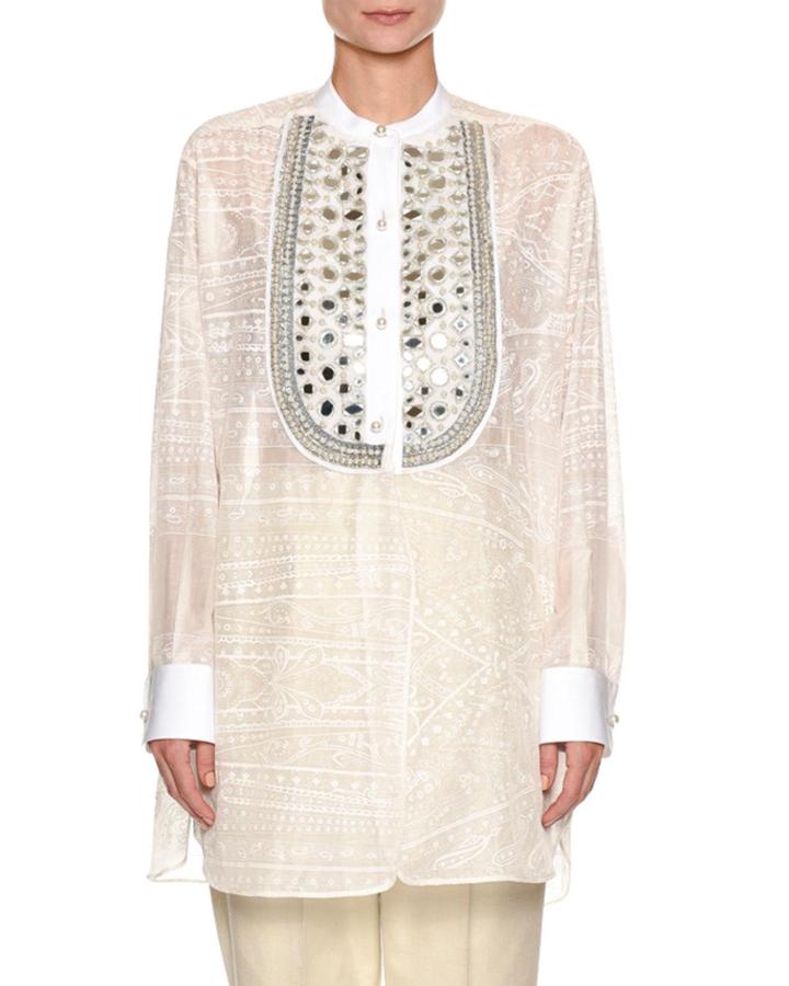 Beaded-bib Tunic Top