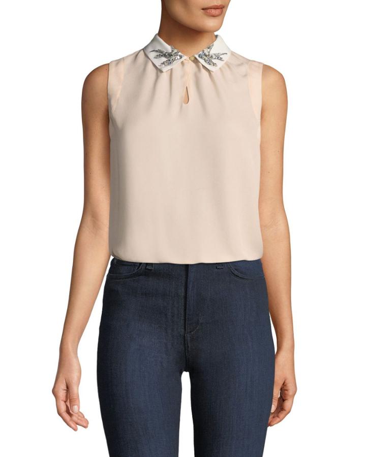 Bird-embellished Collar Sleeveless