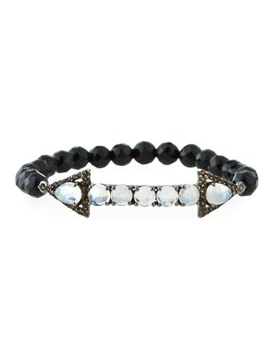Moonstone & Smoky Quartz Beaded Bracelet