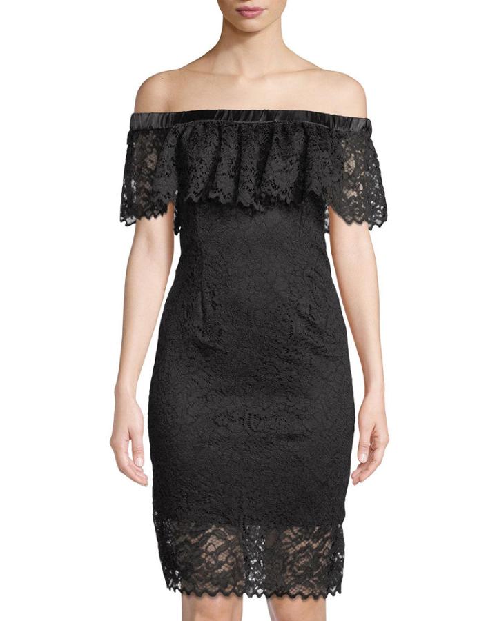Lace Off-the-shoulder Button-back Dress