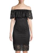 Lace Off-the-shoulder Button-back Dress