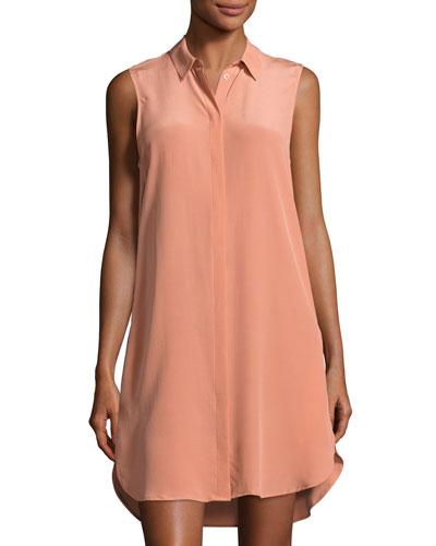 Lanie Silk Sleeveless Shirtdress,