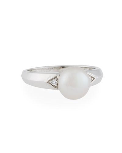 14k Cultured Pearl & Diamond Ring,