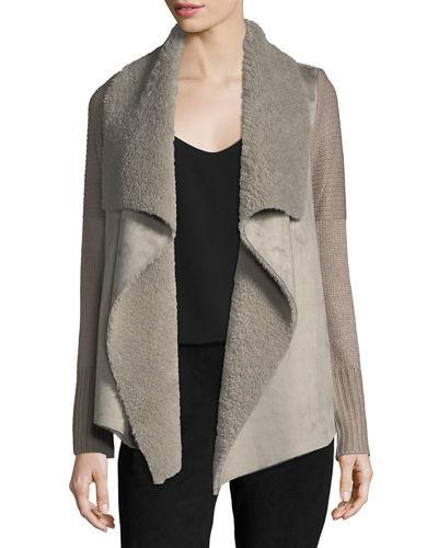Faux-shearling Knit-trim Jacket