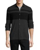 Cashmere Colorblock Polo Sweater, Charcoal/black