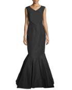 Sleeveless Open-back Silk Faille Trumpet Gown