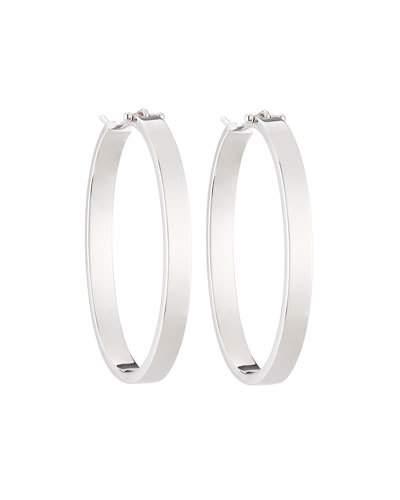 18k White Gold Oval Hoop Earrings