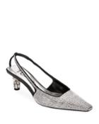 Crystal-beaded Slingback Pumps