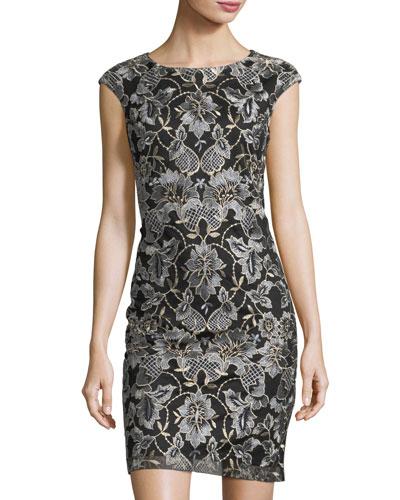 Embroidered Mesh Bodycon Dress