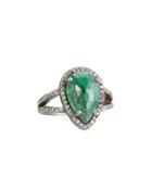 Emerald & Pave Champagne Diamond Ring,