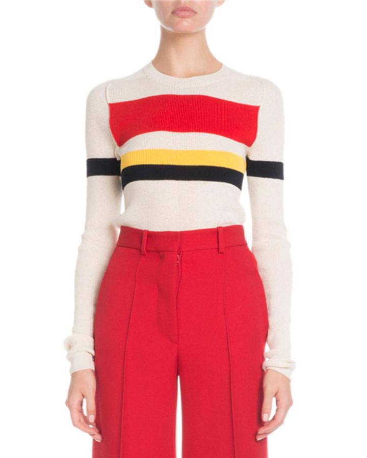 Crewneck Long-sleeve Multi-striped