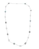 14k White Gold Classic Rope Keshi Tahitian Pearl Necklace W/