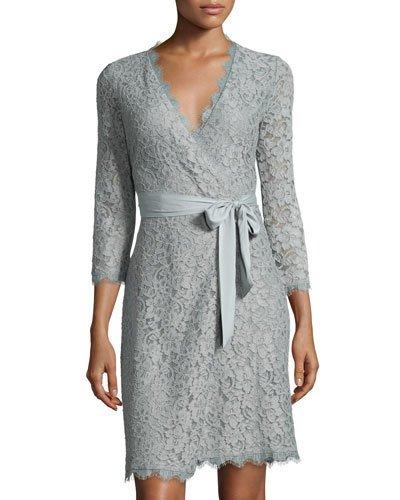 Julianna 3/4-sleeve Lace Wrap Dress,
