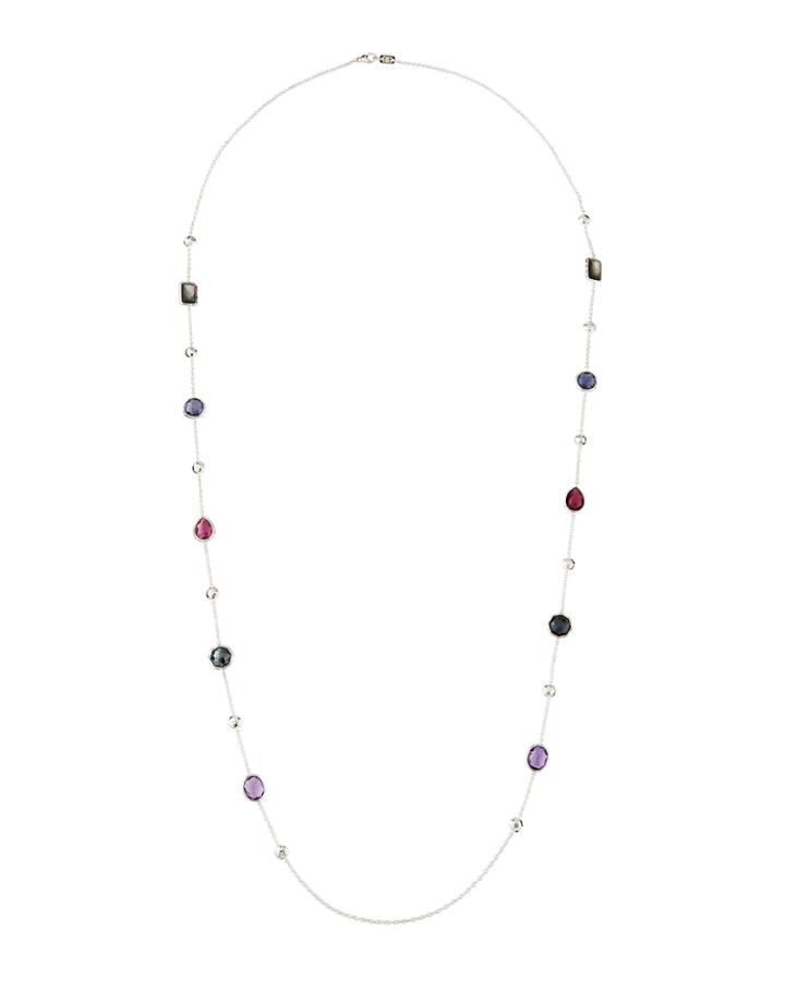 Rock Candy Medium Stone & Bead Station Necklace In Noir