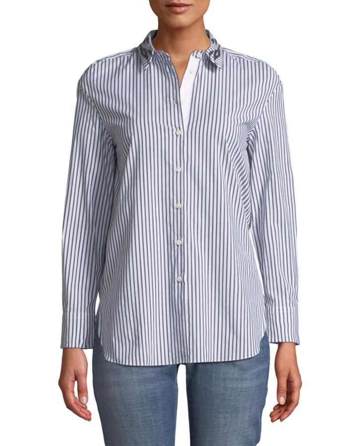 Button-down Sequin-collar