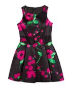 Painted Floral Scoop-neck Sleeveless Dress,