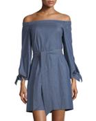 Off-the-shoulder Chambray Dress