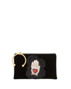 Graphic Hand-printed Velvet Clutch Bag
